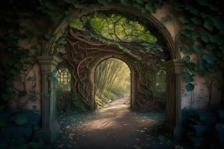 Entrance to the old cemetery in autumn, England, UK.の素材