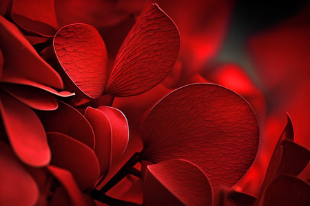 Red leaves on a dark background. 3d rendering, 3d illustration.の素材