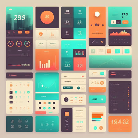 Flat user interface elements for mobile apps and web design. Vector illustration.の素材
