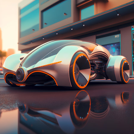 3D rendering of a concept car in the city. 3D rendering.の素材