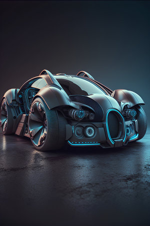 3D rendering of a brand-less generic concept car with a futuristic designの素材