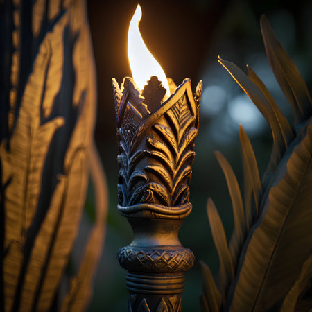 Burning candle in the dark. Selective focus on the flame.の素材