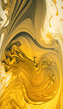 abstract yellow and white background with a pattern of flowing liquid.の素材