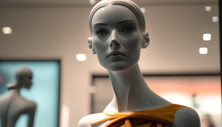 Mannequin in a fashion store window. 3d illustration.の素材
