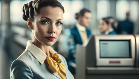 Portrait of beautiful business woman in office. Business people background.の素材