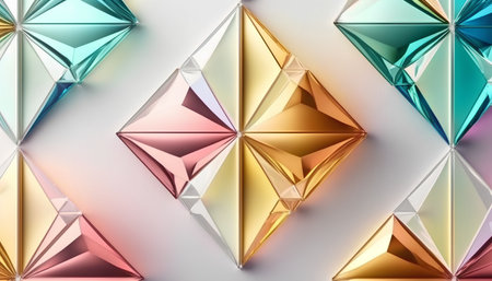 3d render of colorful crystals on white background, abstract background.の素材