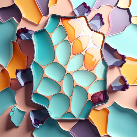 Abstract multicolored mosaic background. Computer generated 3D photo rendering.の素材