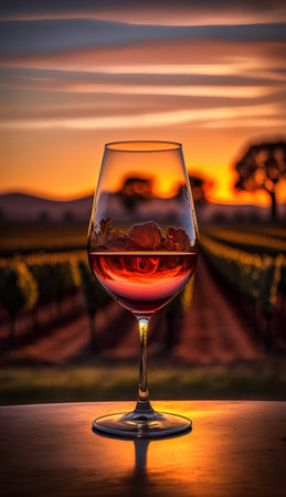 Wine tasting in the Alentejo region, Portugal, at sunsetの素材