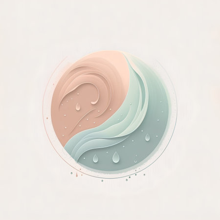 Abstract background with paper cut shapes and water drops. Vector illustration.の素材