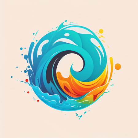 Abstract water wave vector logo design with splashes and drops of water.の素材