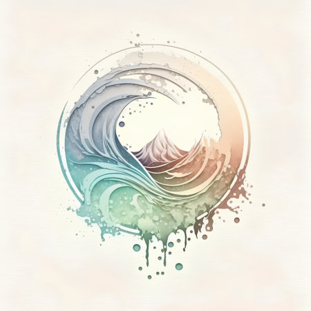Abstract watercolor background with wave. Vector illustration. Eps 10.の素材