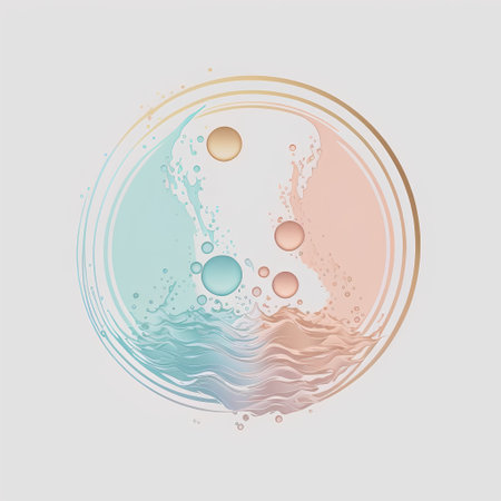 Sea waves and sun in circle. Vector illustration for your design.の素材