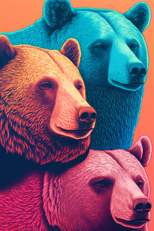 Bear family. Portrait of a bear family. Vector illustration.の素材