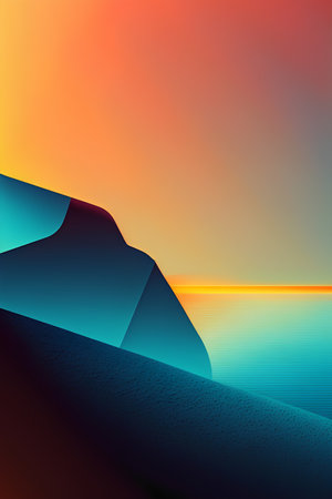 Sunset over the sea. Minimalistic background. Vector illustrationの素材