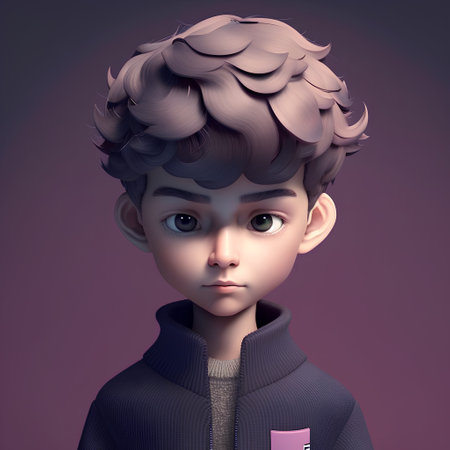 3d rendering of a boy in a hoodie with hairstyleの素材