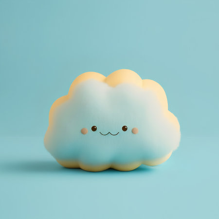 Cute blue cloud on a blue background. Minimal concept.の素材