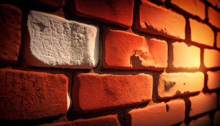 Background of brick wall texture. Close up. Selective focus.の素材