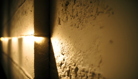 Light from a lamp on a brick wall. Selective focus.の素材