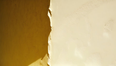 Yellow wall with shadow from the sunlight. Abstract background and texture for design.の素材
