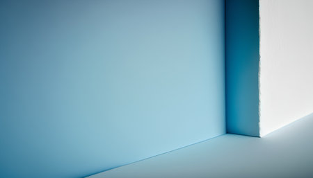Blue wall with light and shadow. Abstract background. 3d renderingの素材