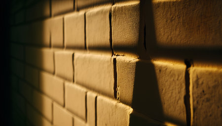 Brick wall illuminated by the sun. Shallow depth of field.の素材