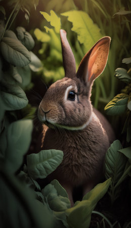 Rabbit in the grass. Easter concept. Selective focus.の素材