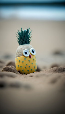Pineapple on the beach in the summer. Selective focus.の素材