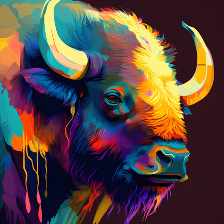 Bison head on colorful background. Vector illustration for your design.の素材