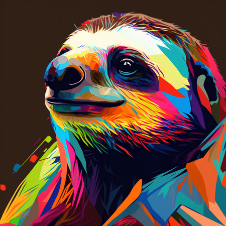 Portrait of the sloth. Vector illustration on a dark background.の素材