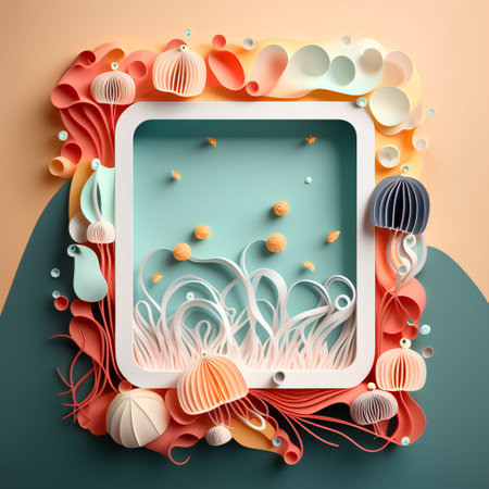 Abstract background with 3d paper cut shapes. Vector Illustration.の素材
