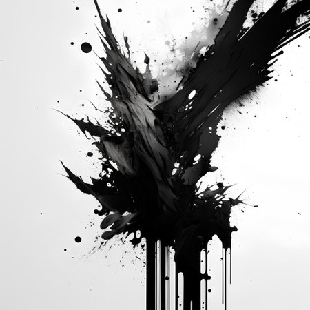 Abstract black and white paint splashes on white background. Vector illustration.の素材