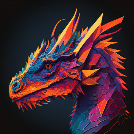 Colorful dragon head. Polygonal polygonal illustration.の素材