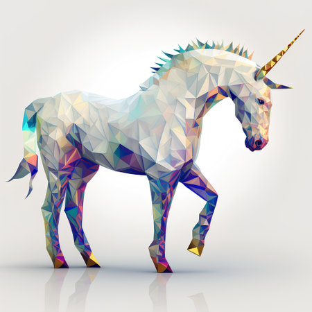 Polygonal unicorn isolated on a white background. Vector illustration.の素材