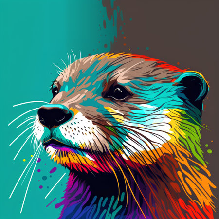 Colorful portrait of otter. Vector illustration for your design.の素材