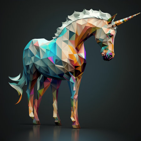 Unicorn isolated on black background. Vector polygonal illustrationの素材