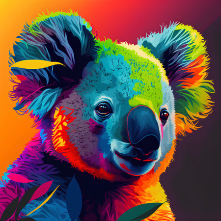 Koala head on a colorful background. Vector illustration for your designの素材