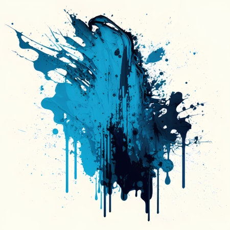 Blue paint splashes isolated on white background. Grunge vector illustration.の素材