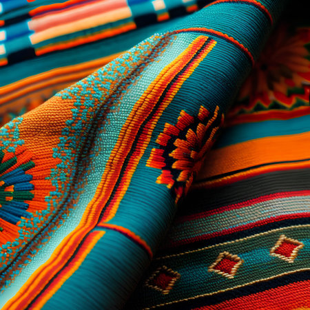 Detail of traditional mexican woven fabrics in south americaの素材