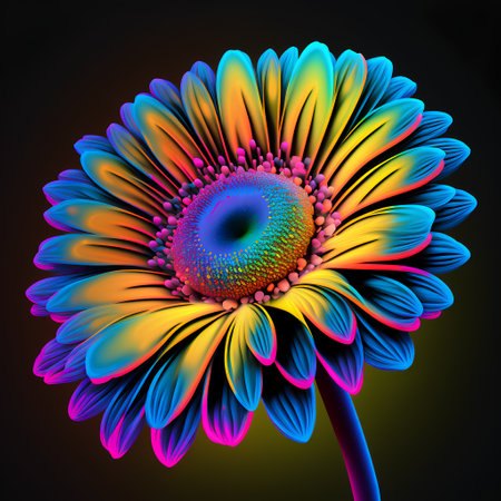 Colorful gerbera flower on black background. Computer generated graphics.の素材