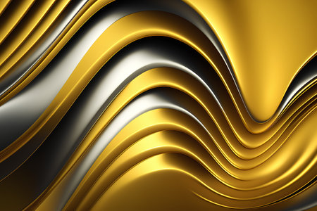 Gold and black wavy background. 3d rendering, 3d illustration.の素材
