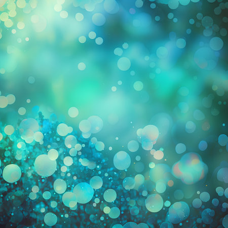 Abstract background with bokeh defocused lights and snowflakesの素材