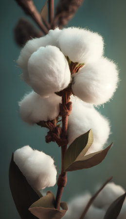 Cotton flowers on a dark background. Selective focus. Toned.の素材