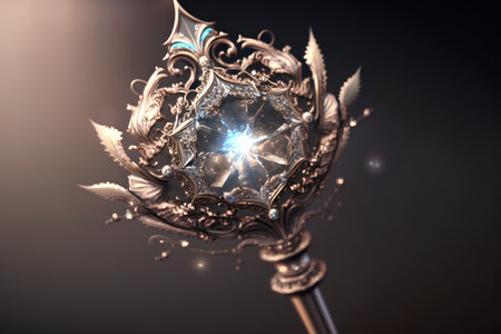3D illustration of a fantasy sword with a star in the centerの素材