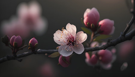 Apricot blossom on a tree branch. Spring blossomの素材