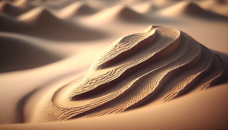 Sand dunes in the desert. 3d rendering. Computer digital drawing.の素材