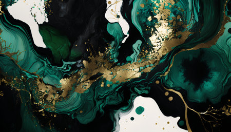 Marble abstract acrylic background. Marbling artwork texture. Agate ripple pattern. Gold powder.の素材