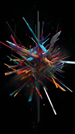 3d illustration of abstract geometric composition,digital art works. isolated on black backgroundの素材