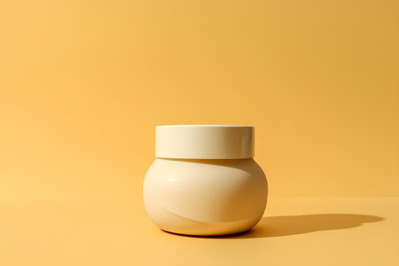 cosmetic cream bottle on a yellow background. Skin care concept.の素材