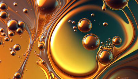 Oil drops on water surface. Abstract background. 3D rendering.の素材