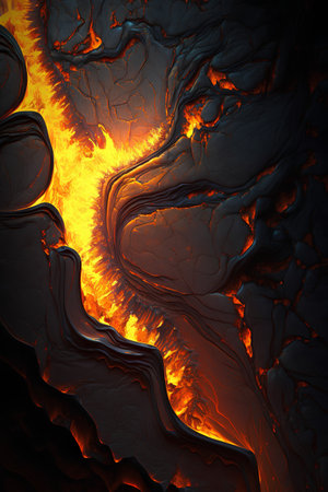 Burning lava. Abstract background. 3d rendering. Computer digital drawing.の素材